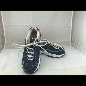 skechers women’s slate grey blue tennis shoe 7